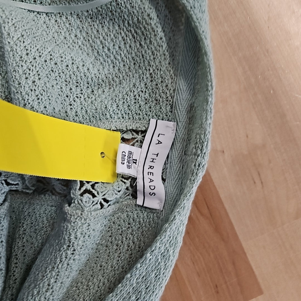 LA Threads Size 1X Teal Cardigan