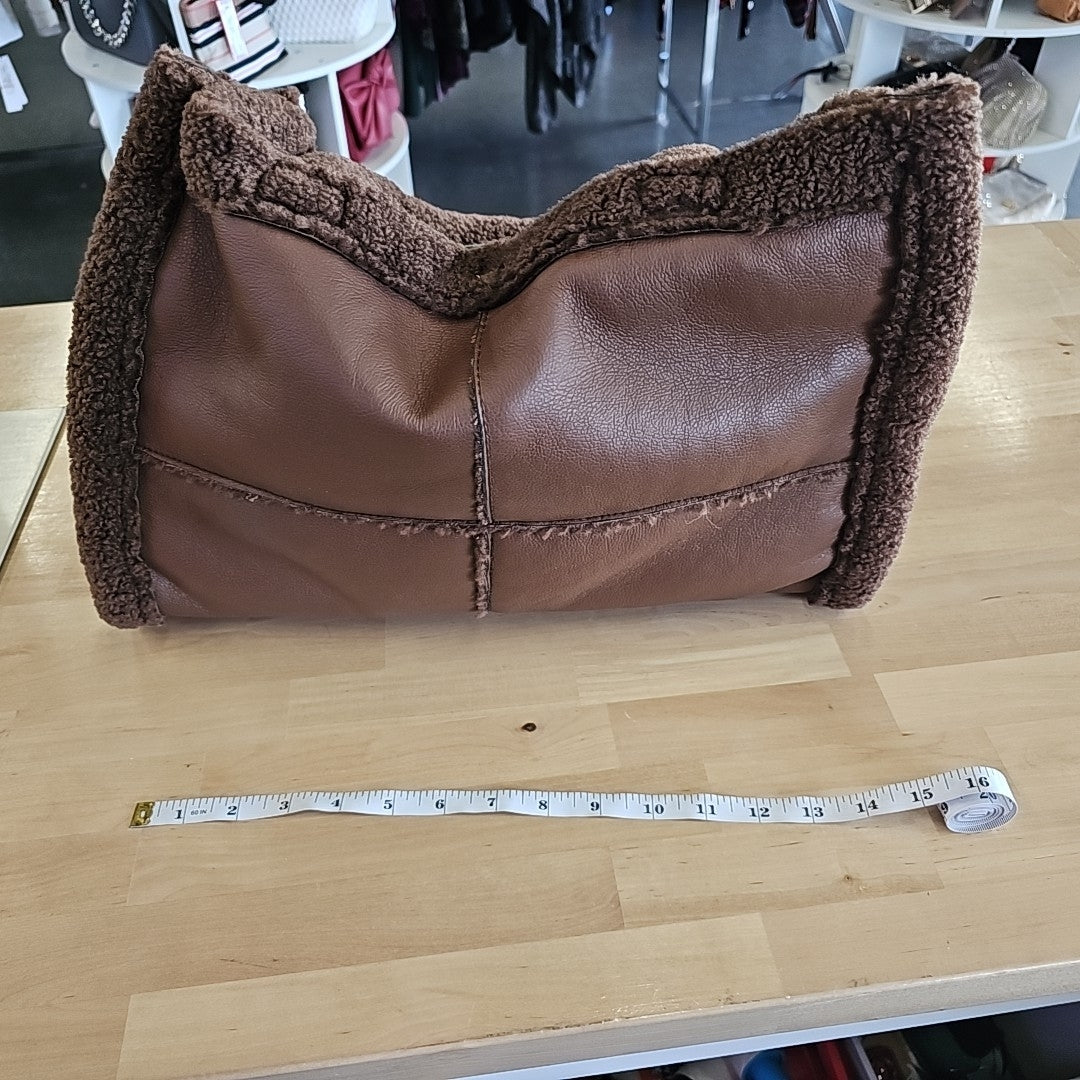 LIKE DREAMS Fashion Large Handbag Soft Sherpa Tote - Vintage Vegan Leather