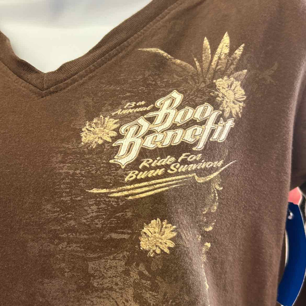 LAT Size S Brown Cotton Preloved T-Shirt LS