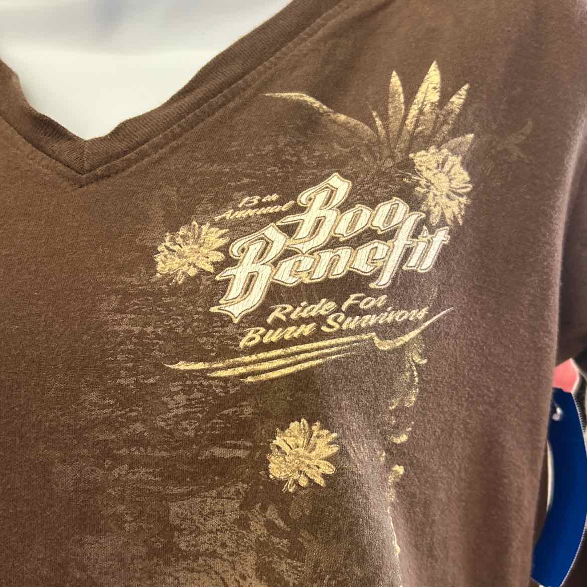 LAT Size S Brown Cotton Preloved T-Shirt LS
