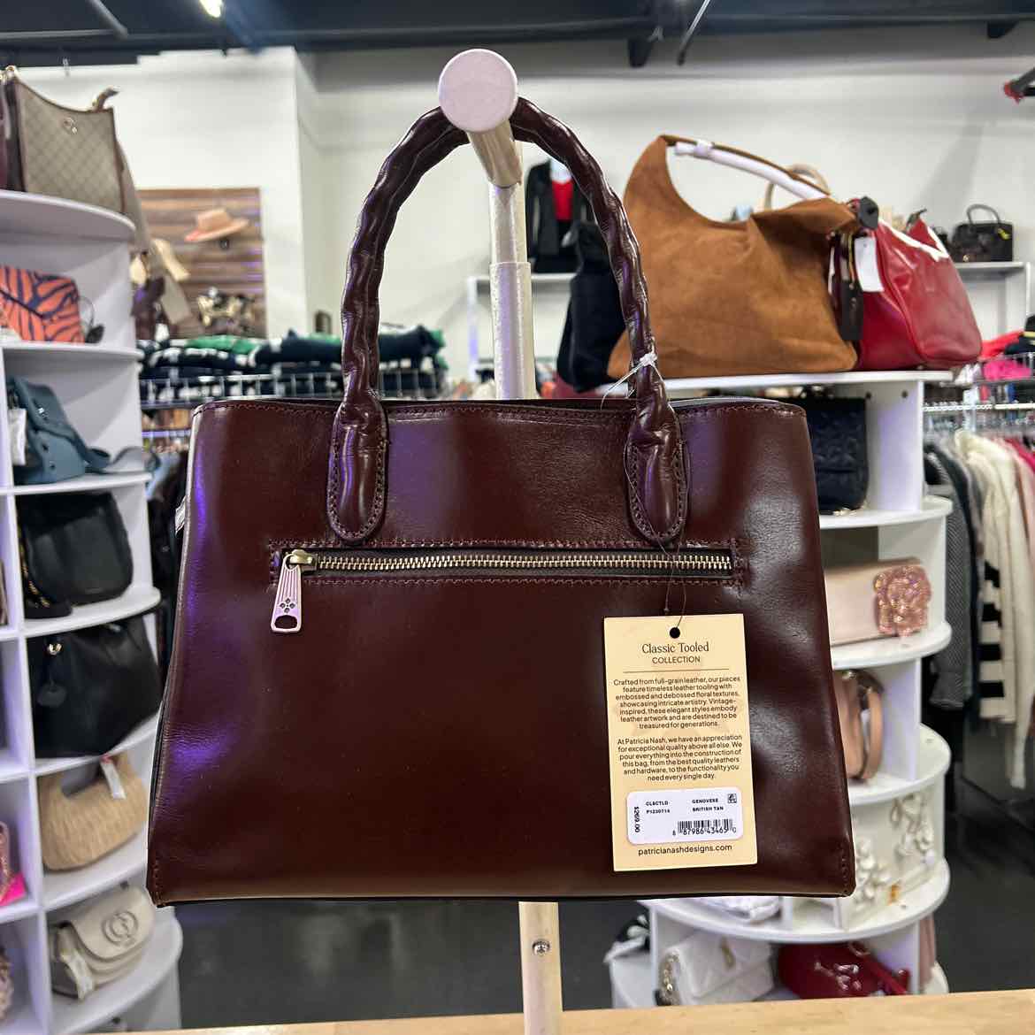 Patricia Nash Genovese Medium Leather Top Ha British Tan