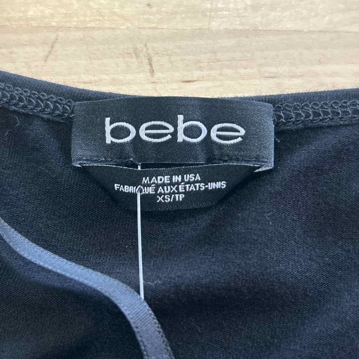 Bebe Size XS Black Rhinestone New T-Shirt SS