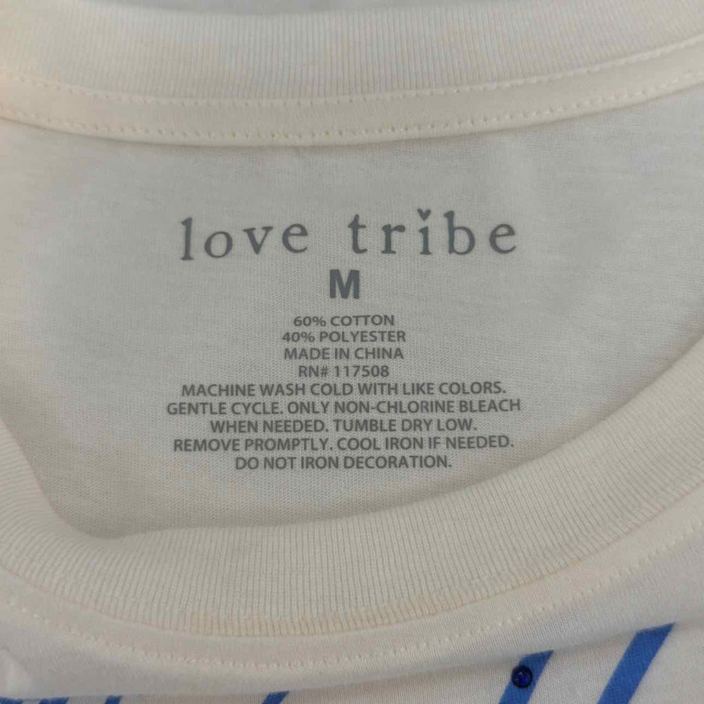 Love Tribe Size M Hamptons Graphic Print T-Shirt - Egret