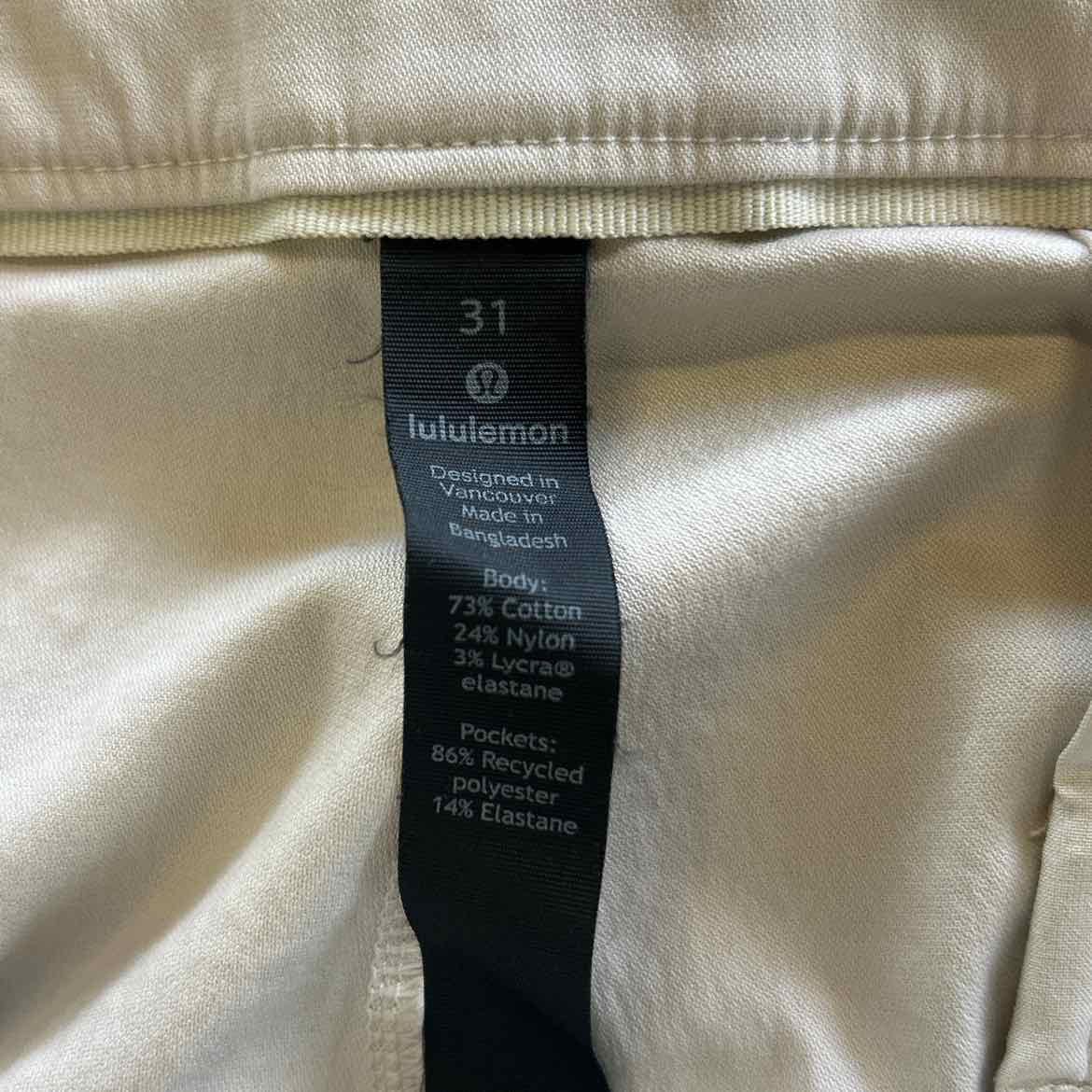 LuluLemon Size 31 Beige MENS Pants