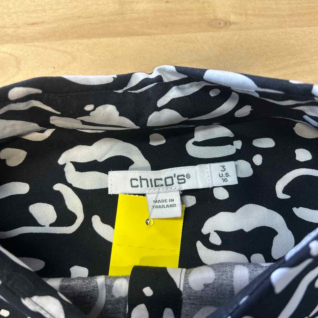 Chico's Size 3 Black Preloved Button Down LS