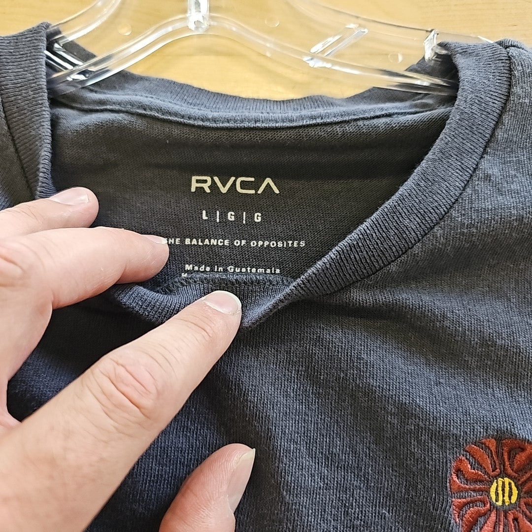 Rvca Women's Floral Graphic Cotton T-Shirt - Outer Space