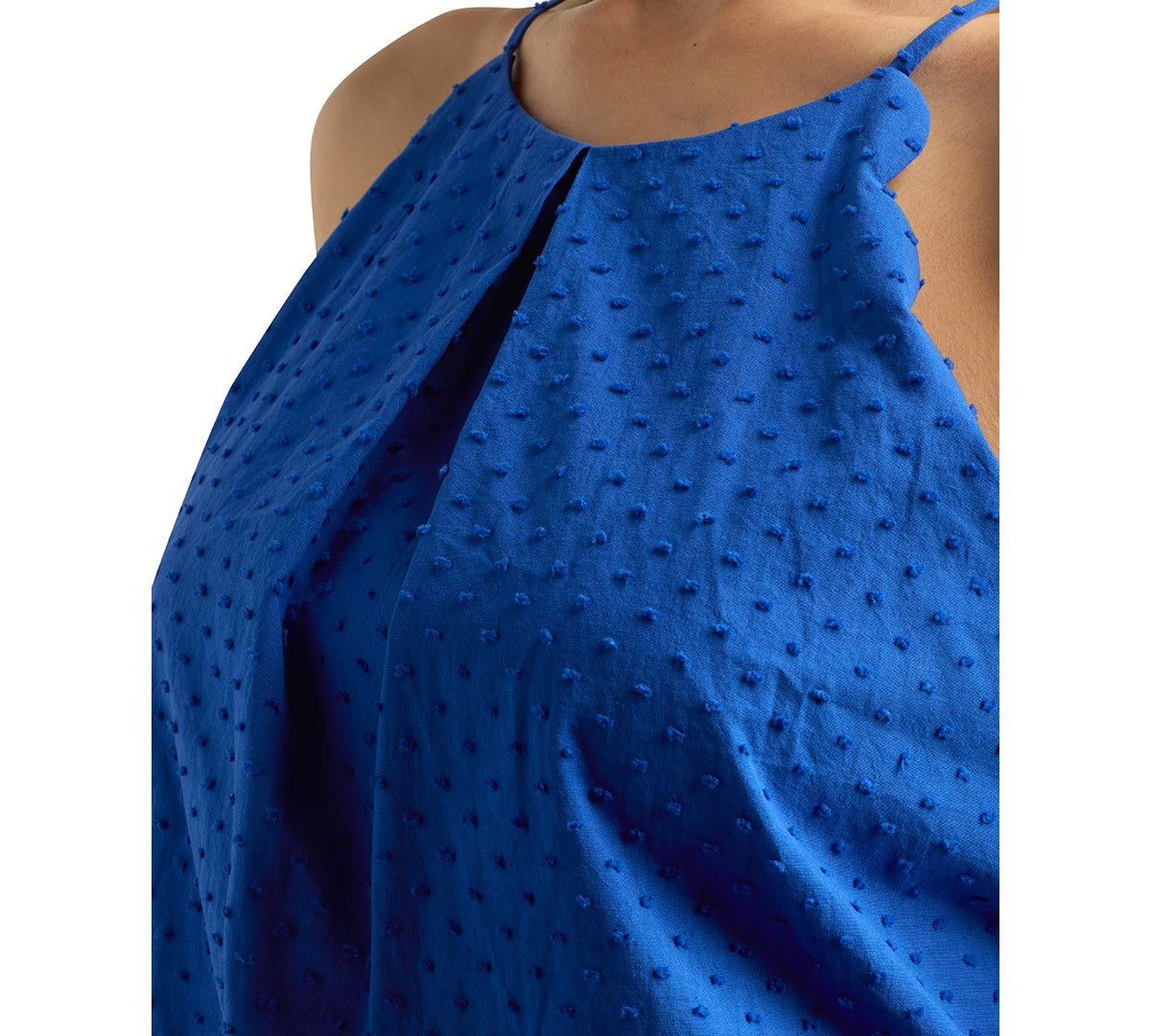 Bcx Juniors' Clip-Dot Smocked-Hem Sleeveless Top - Cobalt Blue