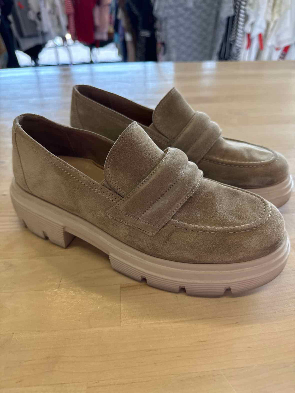 Paul Green Paisley Lug Loafer  Size 7.5 Beige Suede Preloved