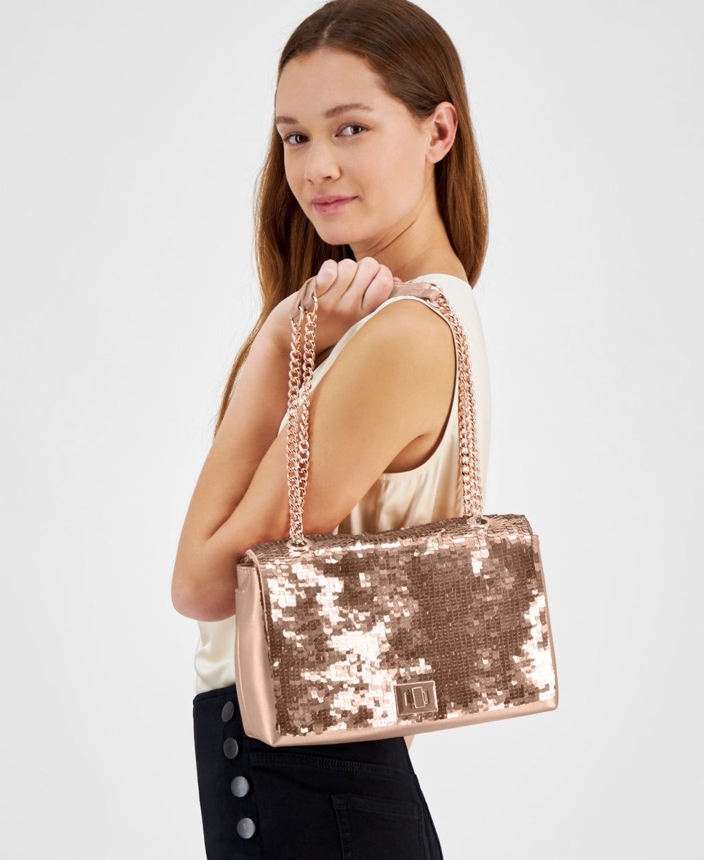 I.n.c. International Concepts Ajae Soft Sequin Top Handle Bag, Created for Macy'