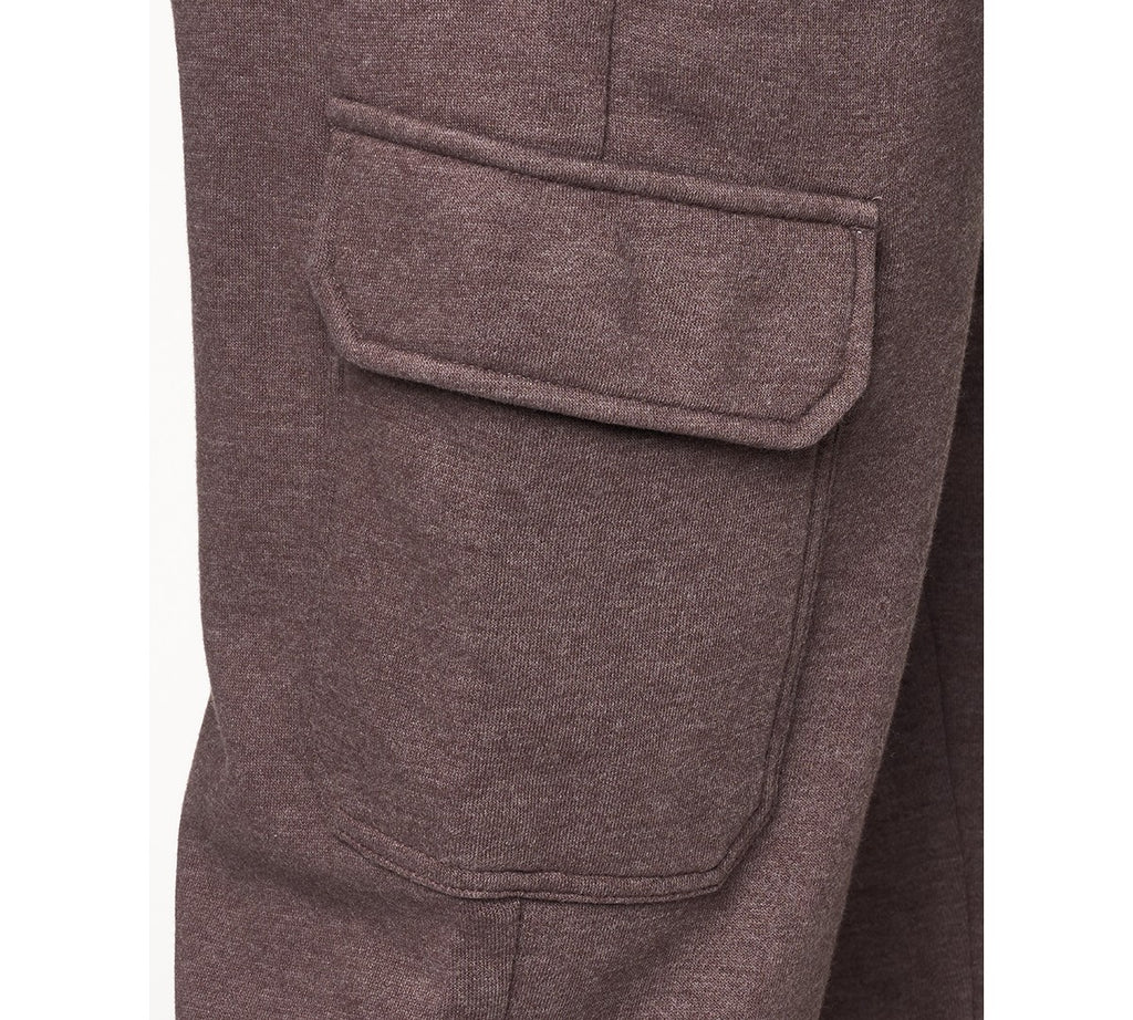 Lazer Men's Relaxed Fit Drawstring Burnout Fleece Cargo Jogger Pants