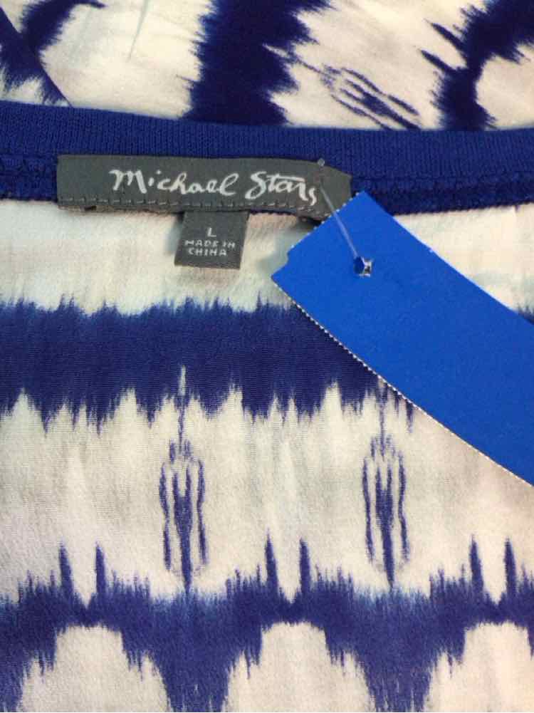 Michael Stars Size L Blue & White Sleeveless
