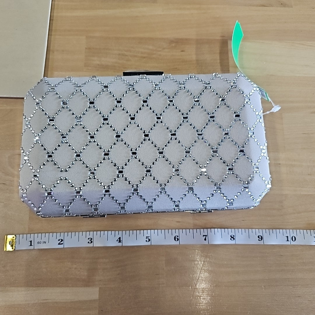 I.n.c. International Concepts Sasha Satin Sparkle Clutch - Silver