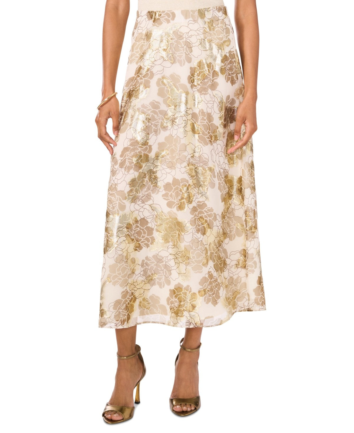 Vince Camuto Size XL White & Gold New Skirt