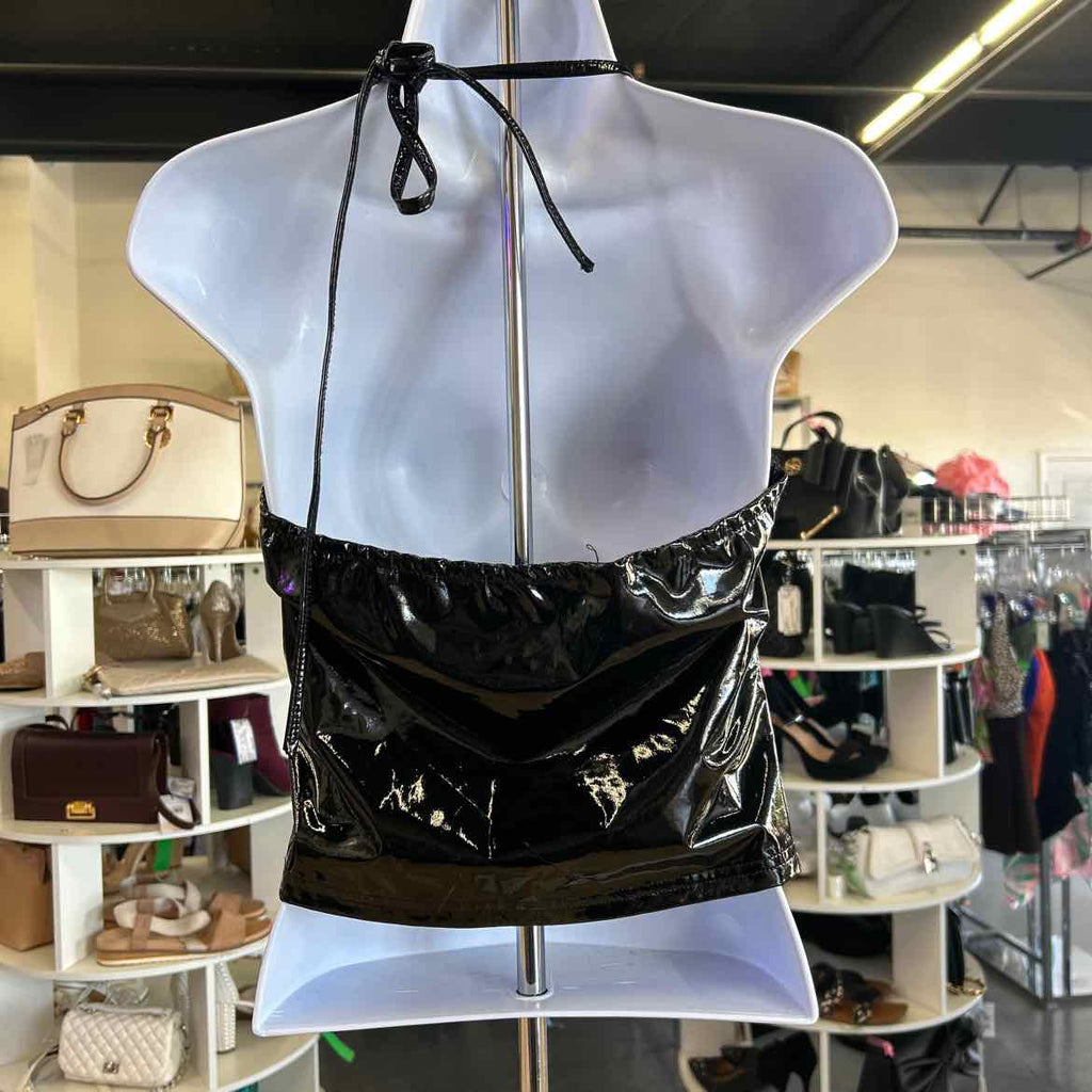 Edikted Size M Black Leather Preloved Halter
