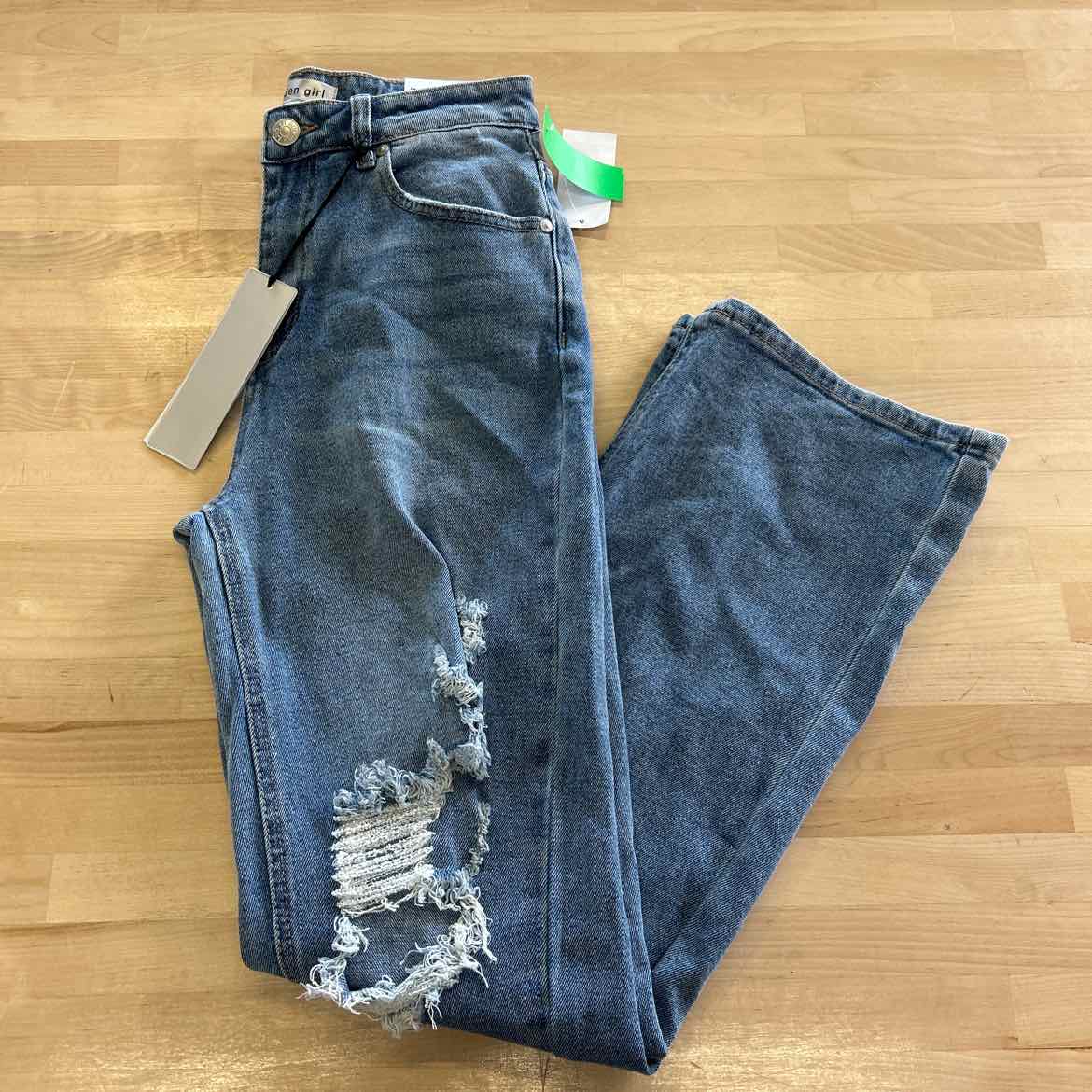 Madden Girl Juniors' Super High Rise Distressed 90s Wide Leg Jeans - Medium Wash