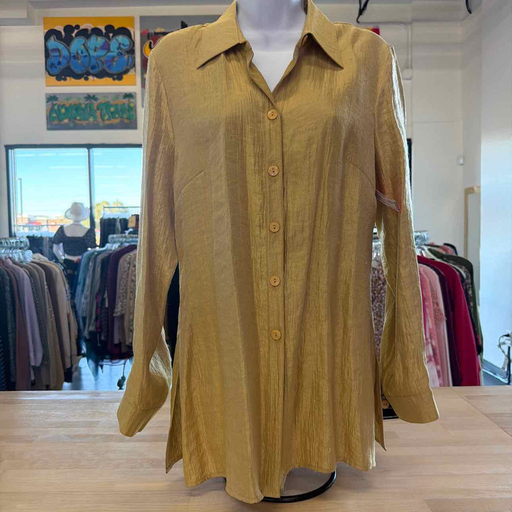 Sharon Young Size M Gold New Button Down Shirt