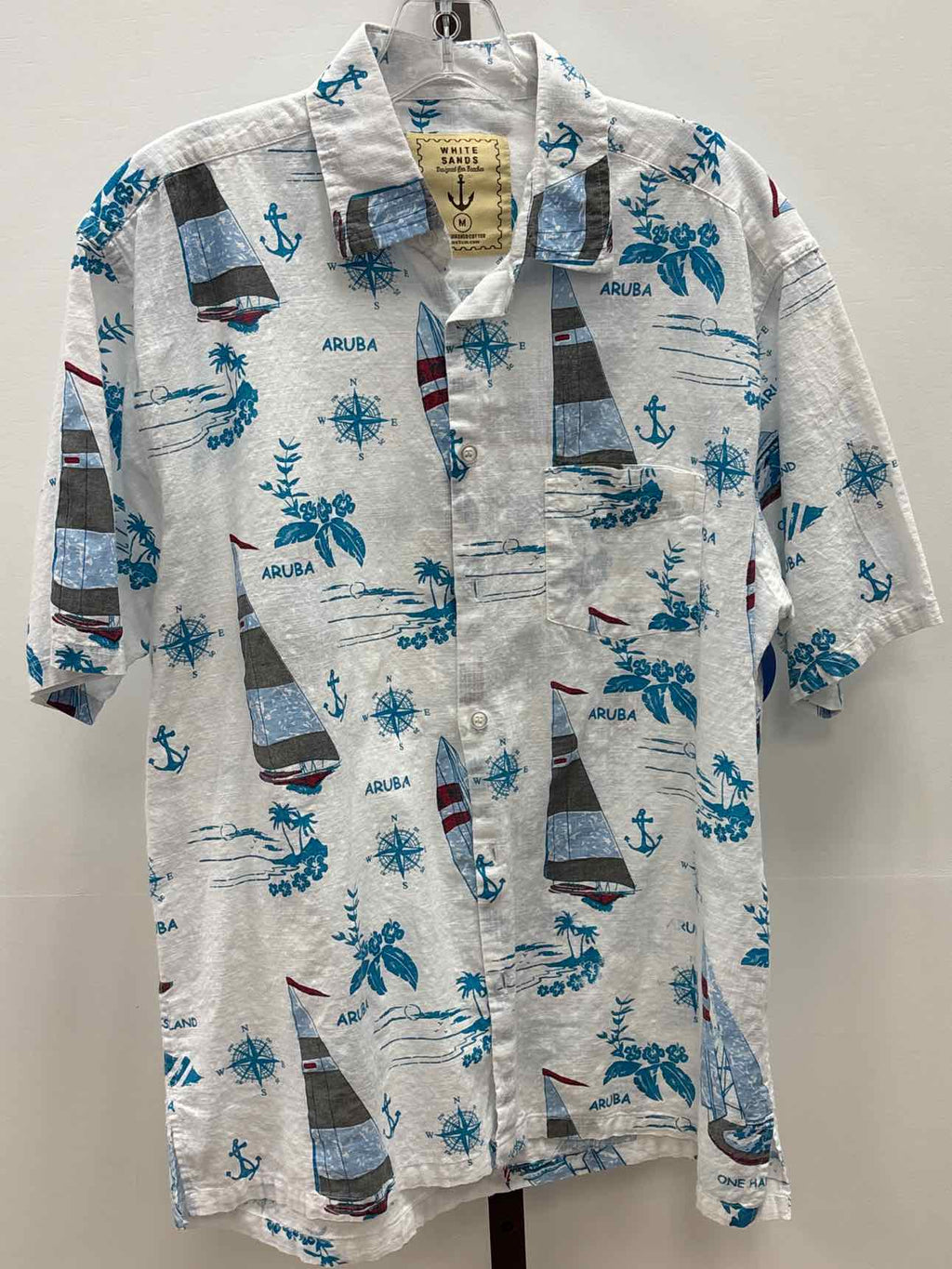 White Sands Size M White Preloved MENS Button Down Shirt