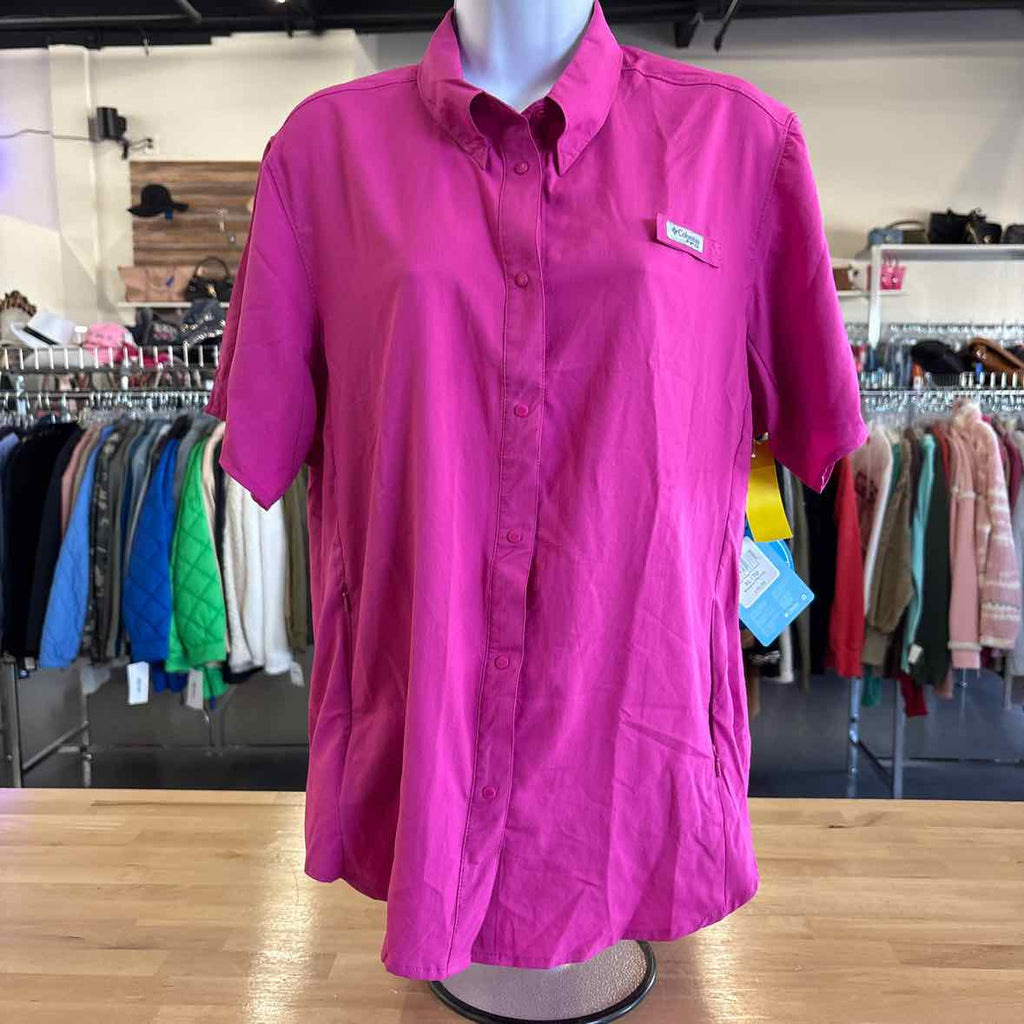 Columbia Size XL Pink Button Down Shirt