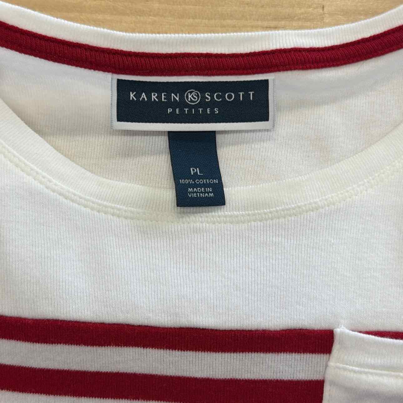 Karen Scott Size PL Red White Preloved T-shirt