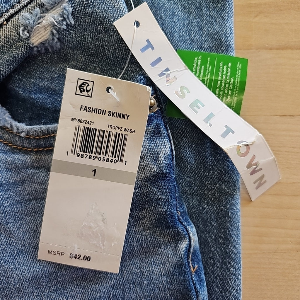 Tinseltown Juniors' Mid-Rise Carpenter Slim Straight Jeans - Vintage Wash - 1