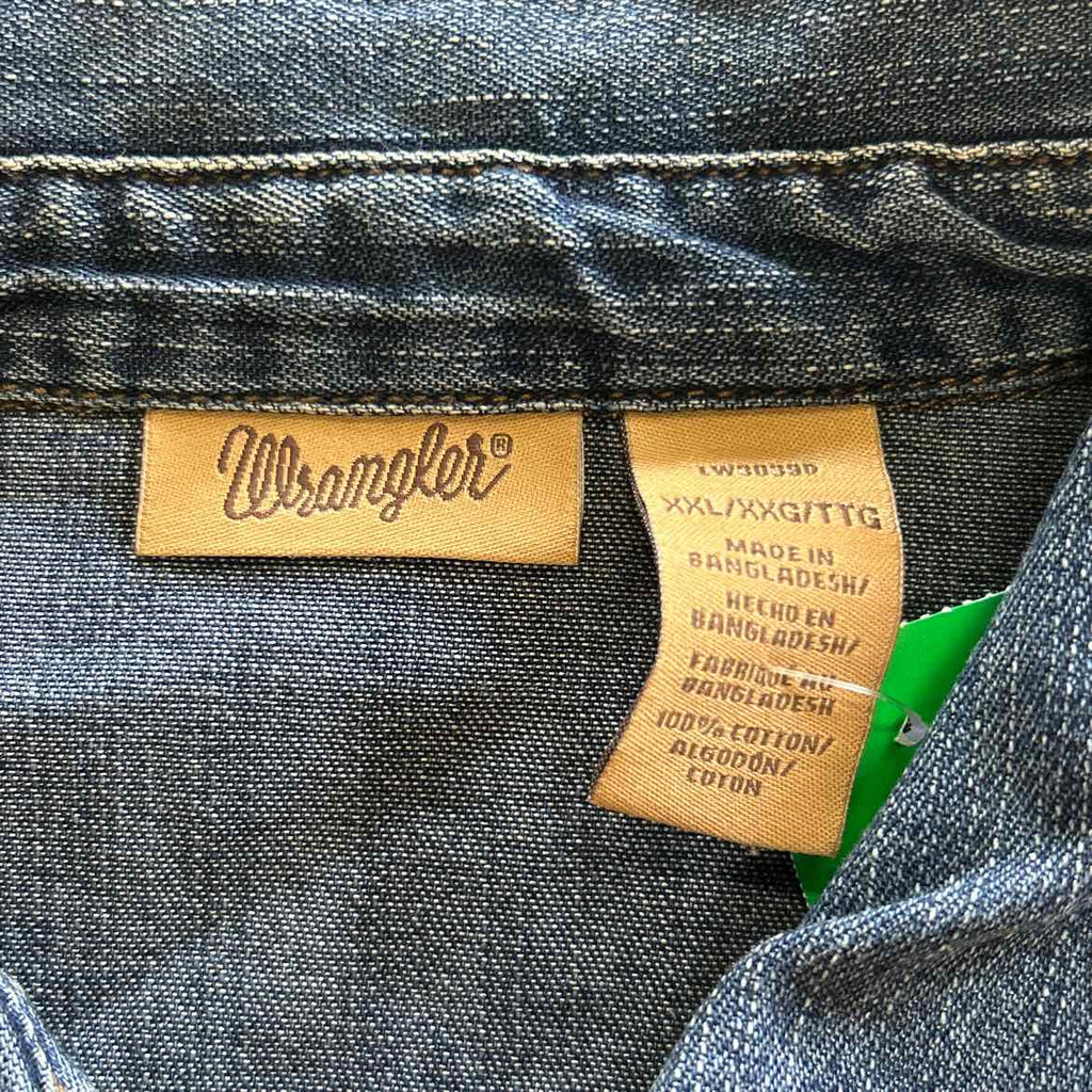 Wrangler Size XXL Blue Denim Preloved Button Down LS