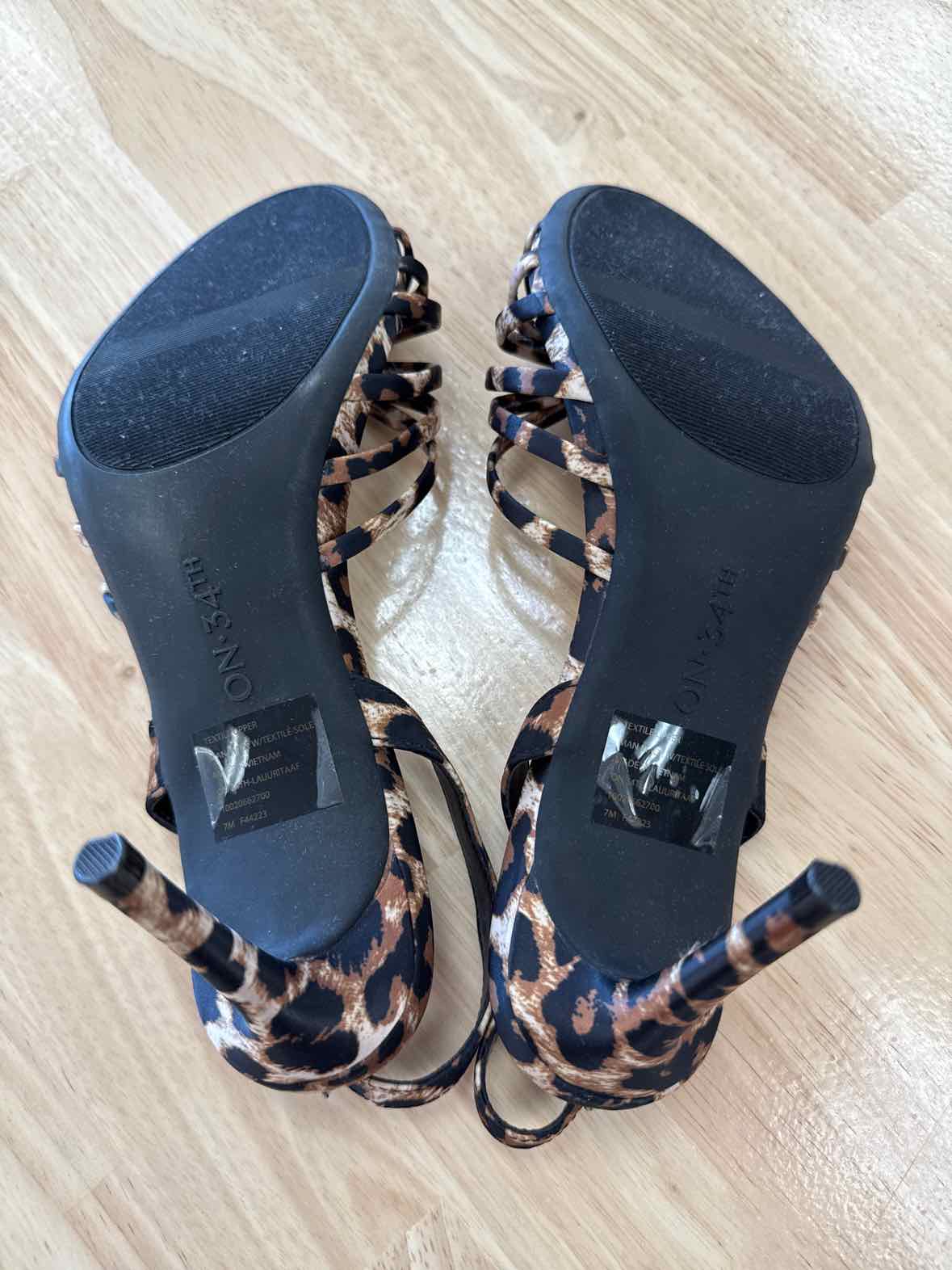 On 34th Size 7 Black Brown Lauuritaa Dress Sandals - Leopard
