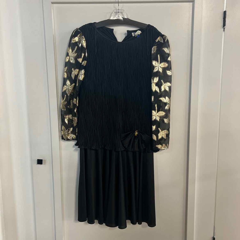 Gilberti Size 10 Black Gold Vintage Dress