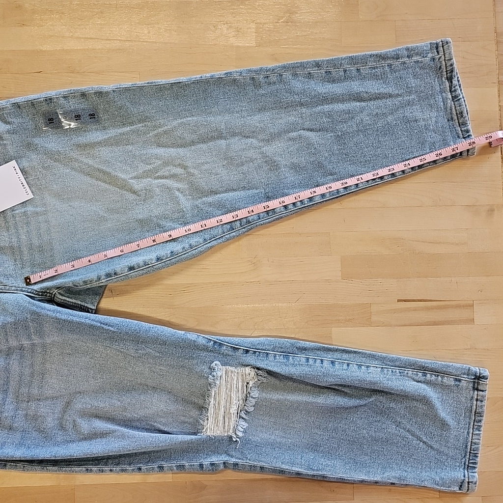 Celebrity Pink Trendy Plus Size Cuffed Girlfriend Jeans - Tide Pool - 18