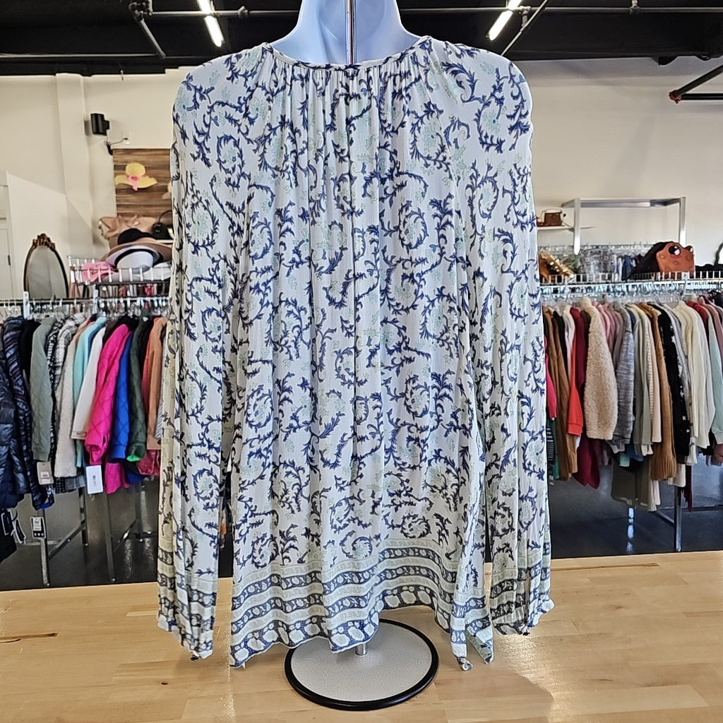 Lucky Brand Size M Green/Blue Blouse