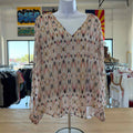White House Black Market Size 6 Pink White Black Preloved Blouse LS