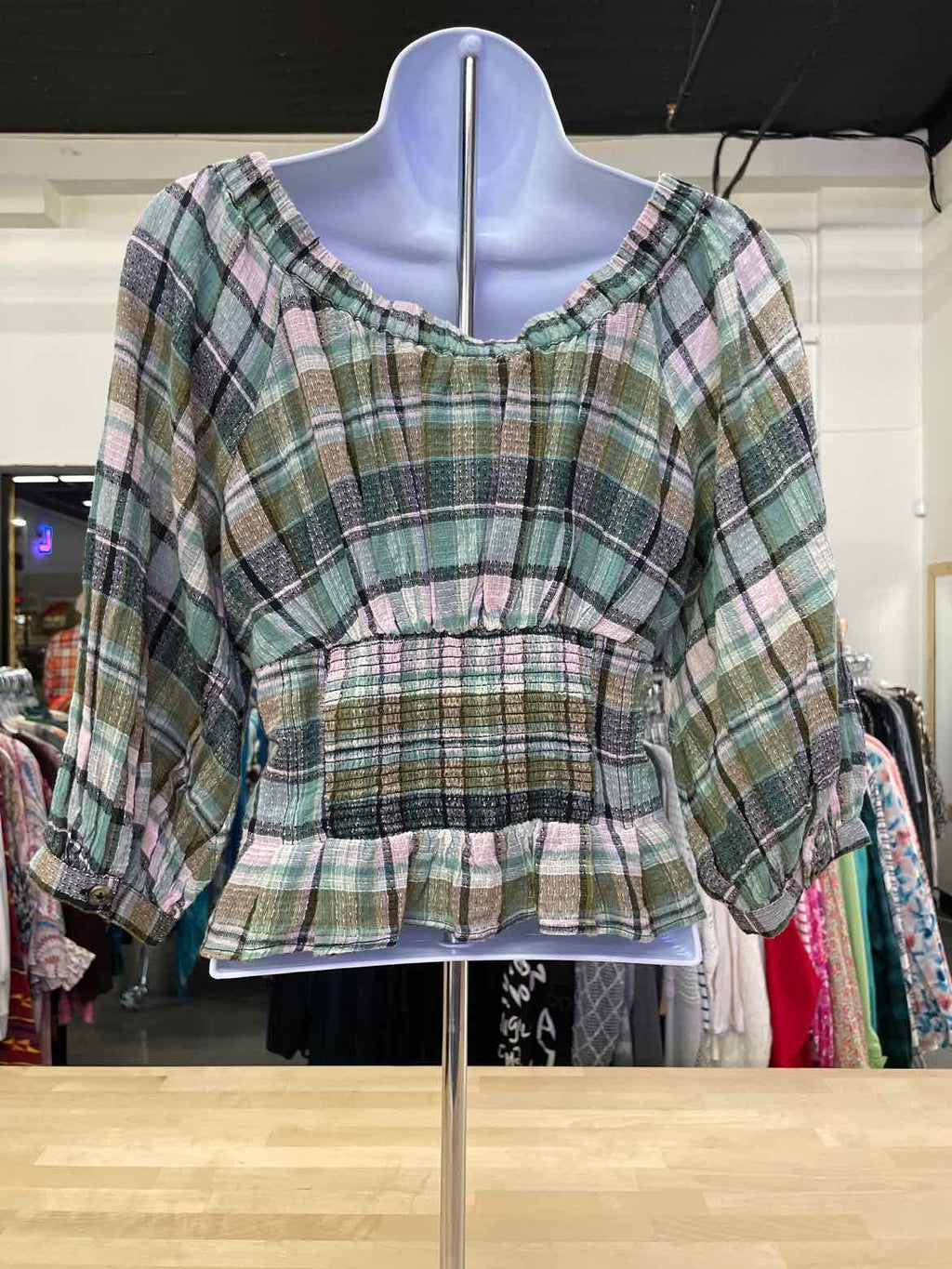 Free People Size XS Blue & Green Blouse