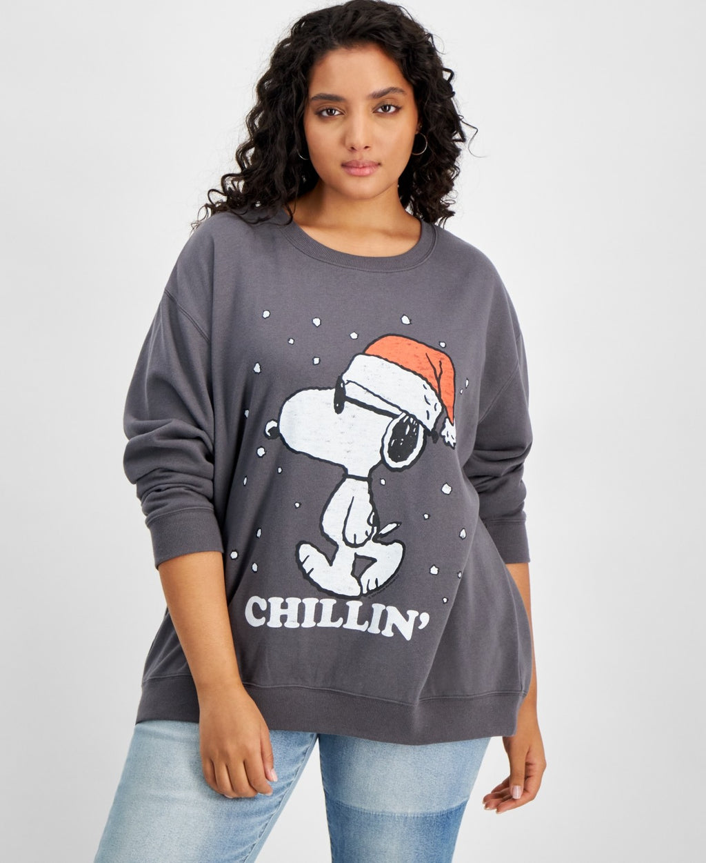Love Tribe Size 3X Plus Size Chillin' Snoopy Sweatshirt - Iron Gate