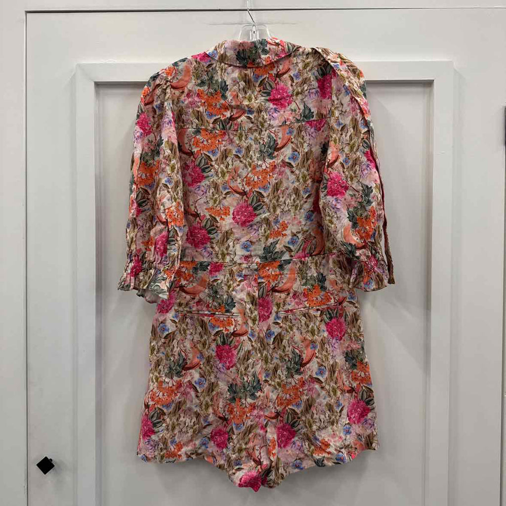 & Other Stories Size L Multi-Color Linen Preloved Romper
