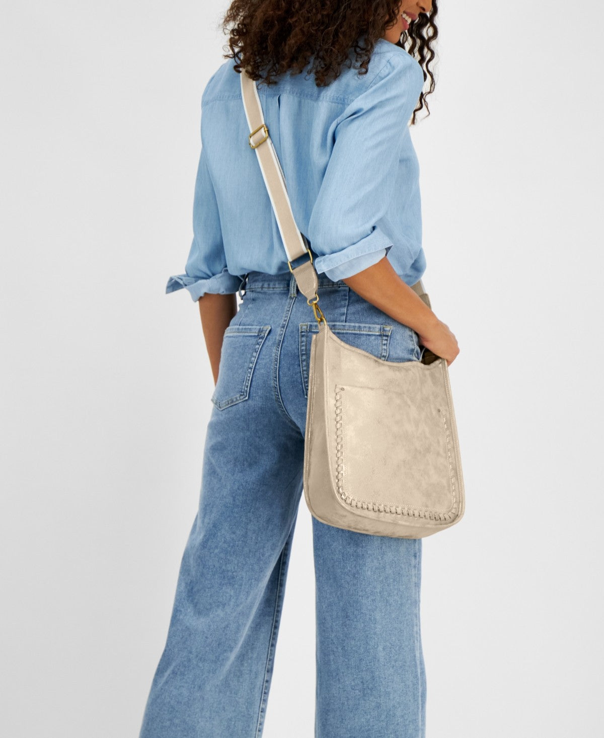 Style & Co Whipstitch Medium Crossbody - Mtl Gold