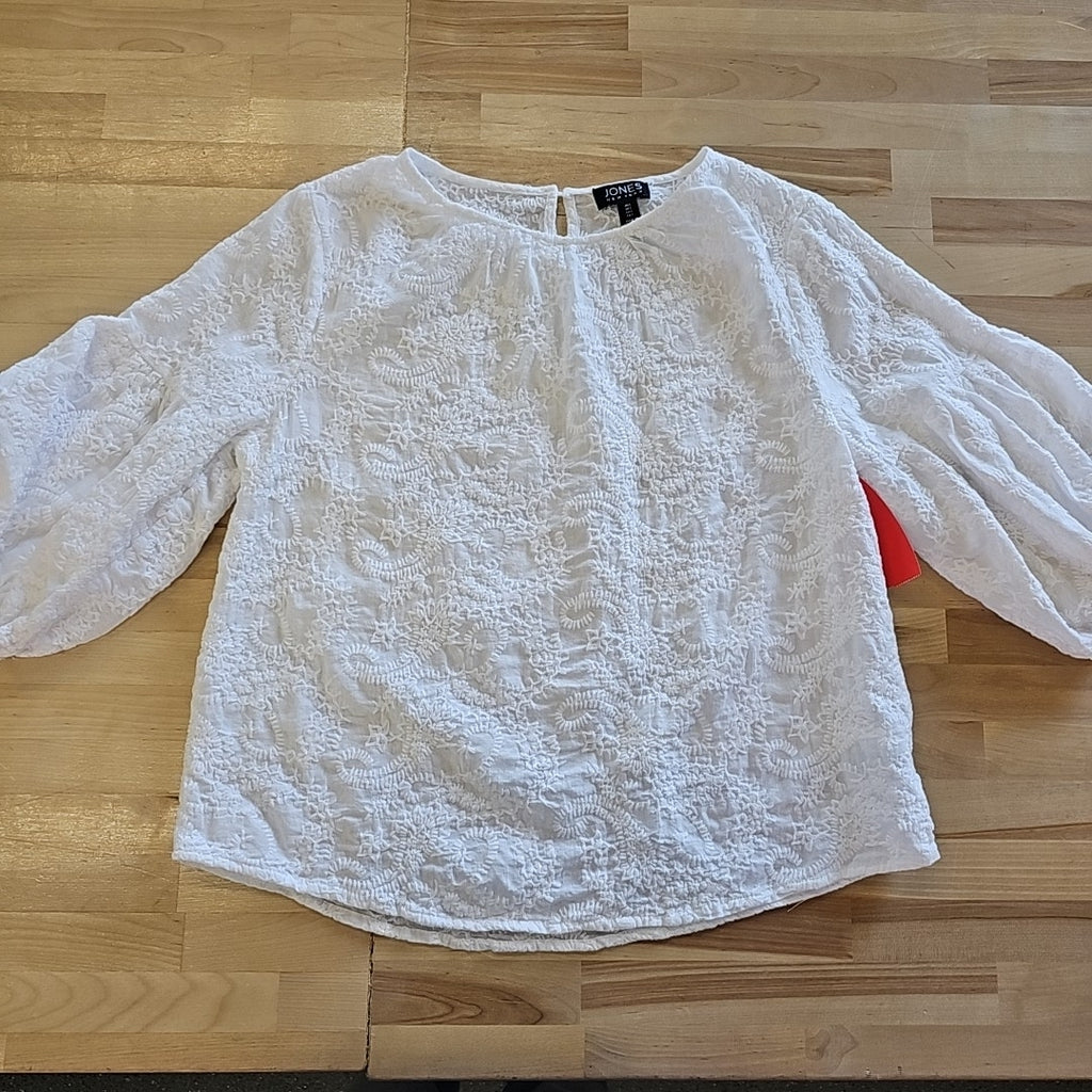 Jones New York Size L White Preloved Blouse