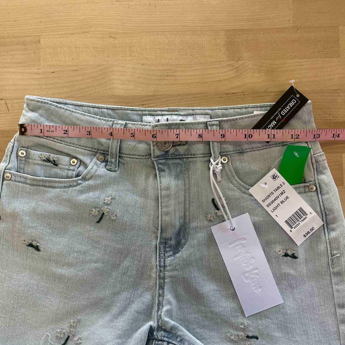 Indigo Rein Juniors' Embroidered Floral Frayed-Hem Denim Shorts - Light Blue