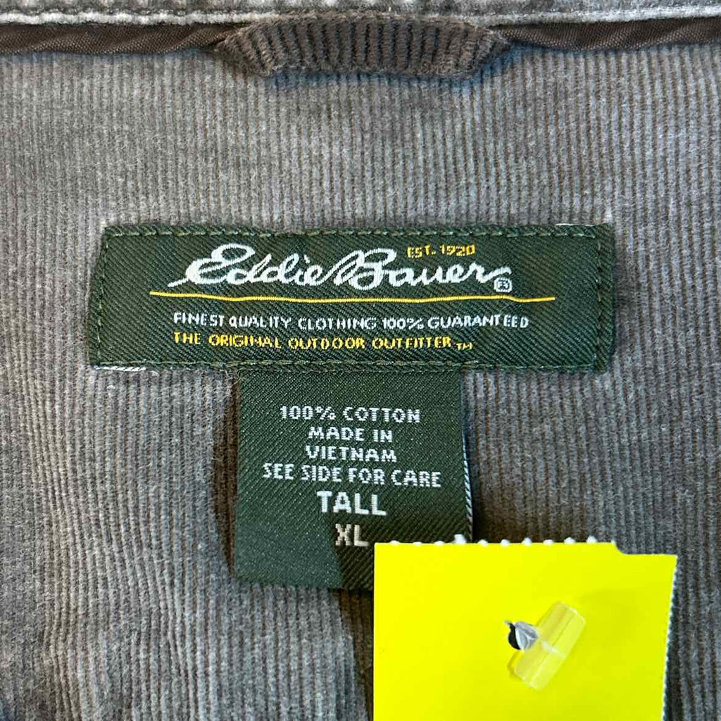 Eddie Bauer Size XL Brown Cotton Corduroy Preloved Button Down LS