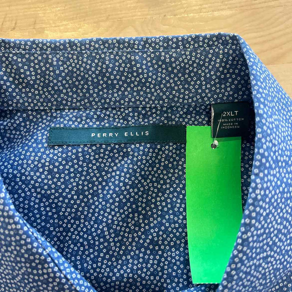 Perry Ellis Size 2XL Blue Preloved Button Down SS