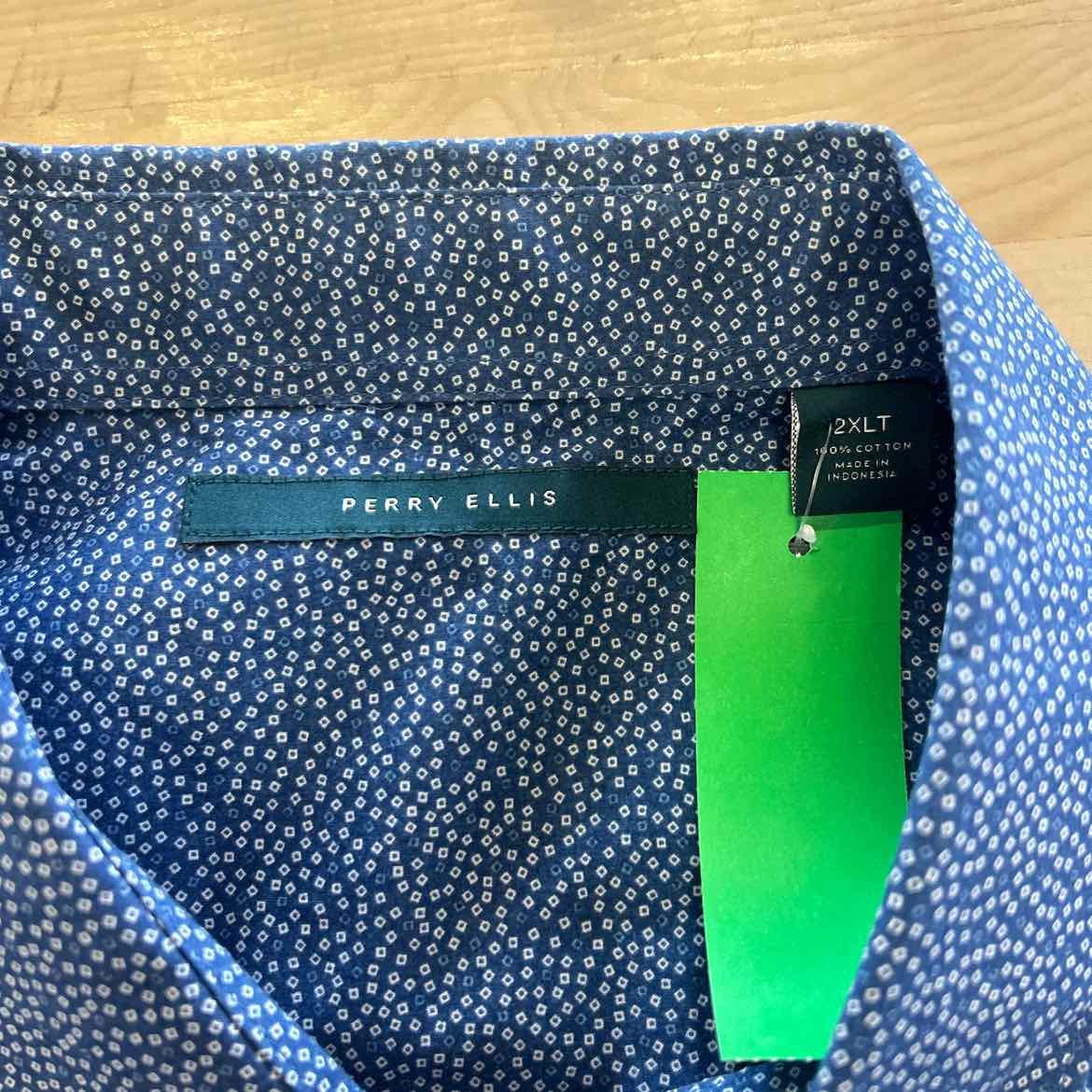 Perry Ellis Size 2XL Blue Preloved Button Down SS