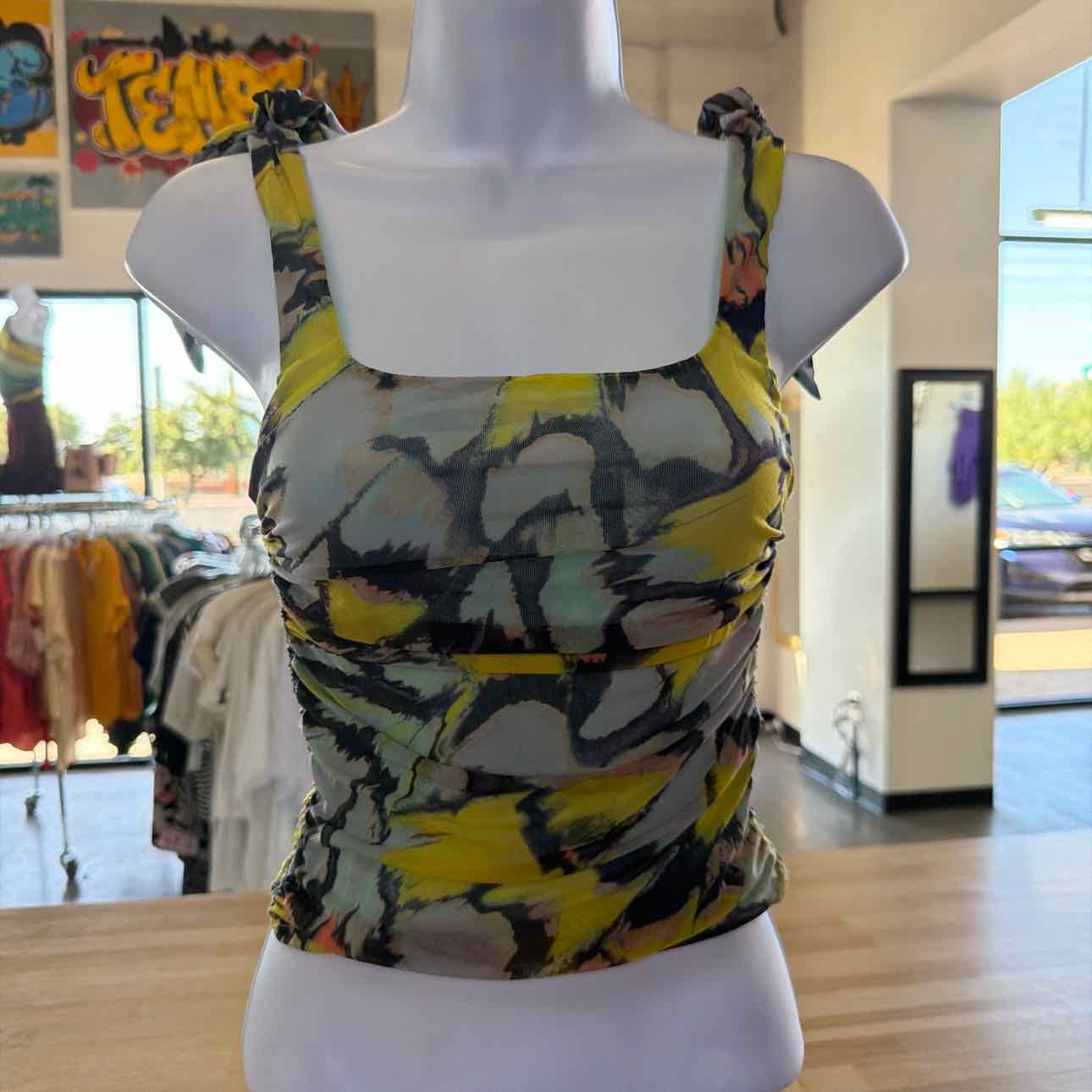 Free People Size XS Green Mesh Preloved Tank