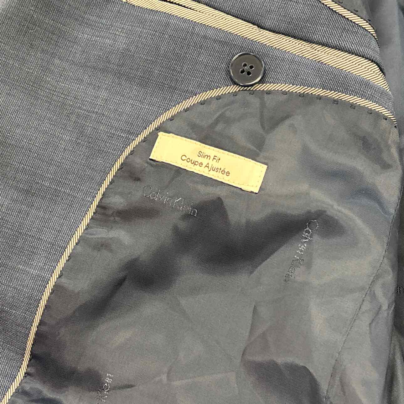 Calvin Klein Size 36R Slim Fit Suit Jacket - Blue - 36 R