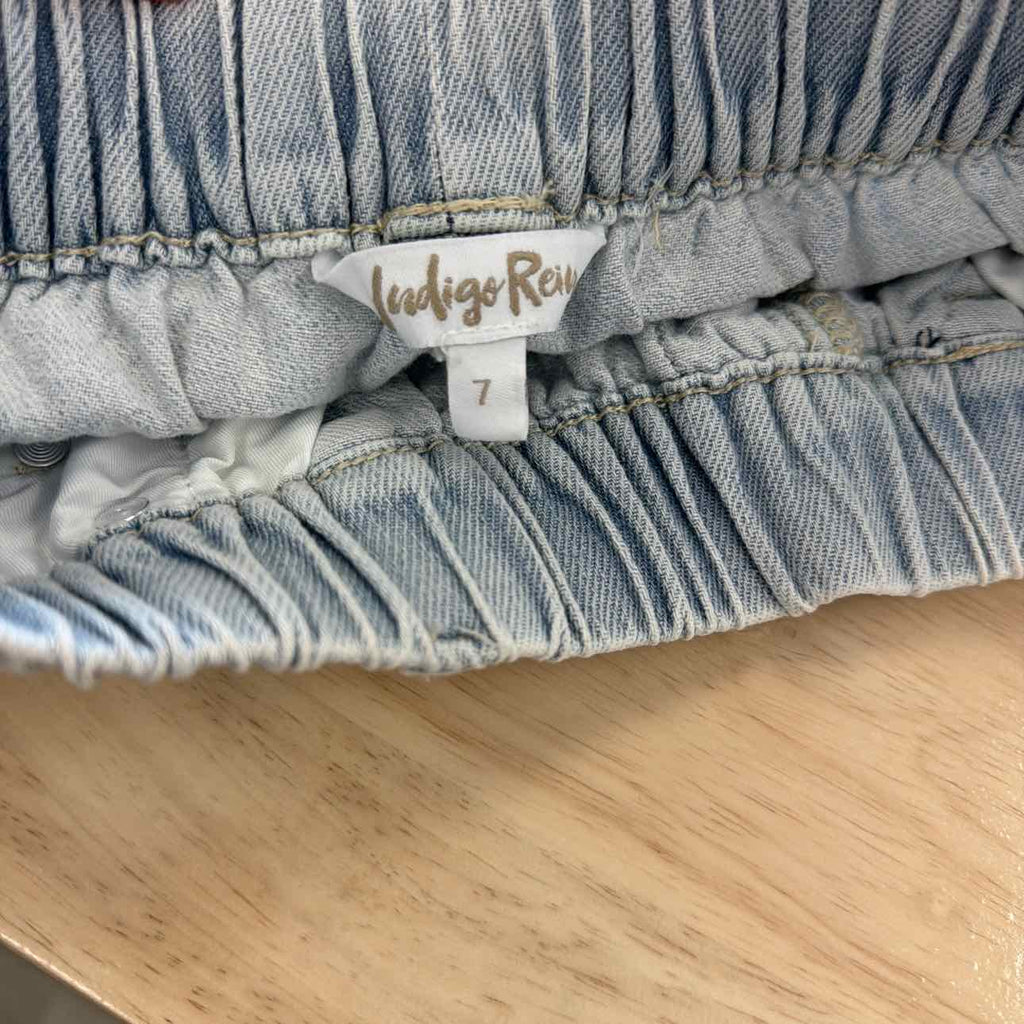 Indigo Rain Women Size 7  Blue New Shorts Distressed Drawstring Denim Shorts