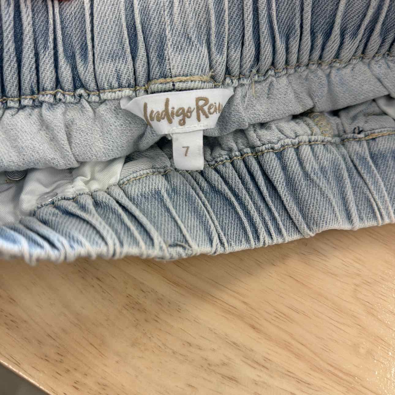 Indigo Rain Women Size 7  Blue New Shorts Distressed Drawstring Denim Shorts