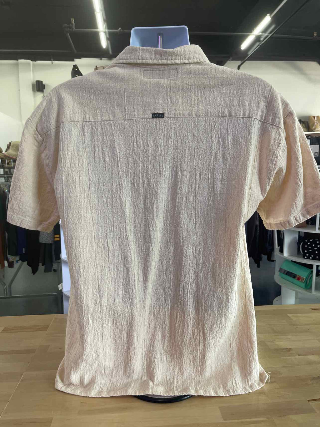 Varial Appareal Size L Tan Preloved MENS Button Down Shirt