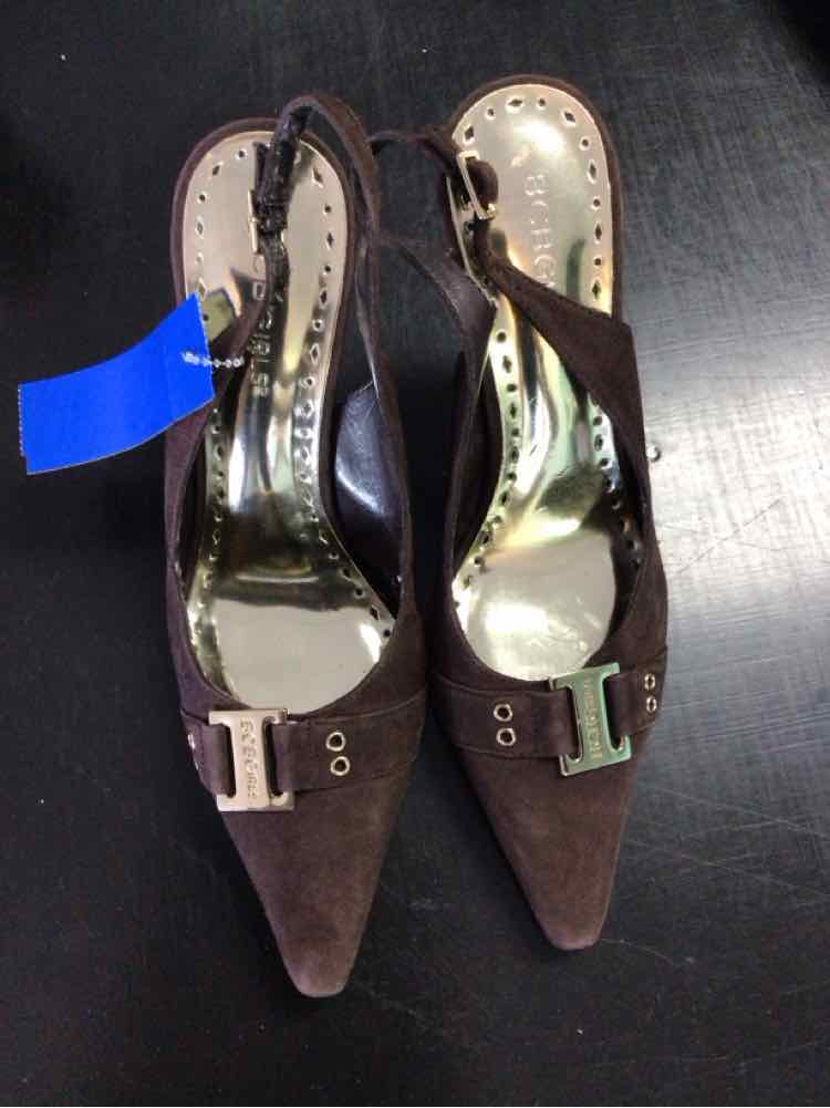 BCBG Shoe Size 6.5 Brown Suede Slingbacks