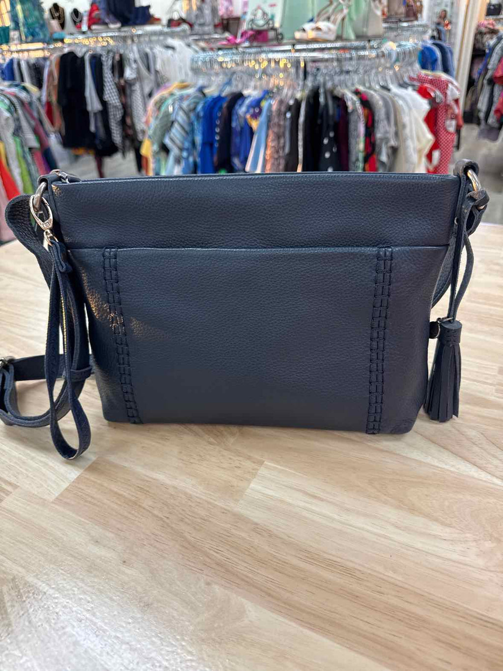 SAK Navy Melrose Leather Crossbody Preloved Handbag