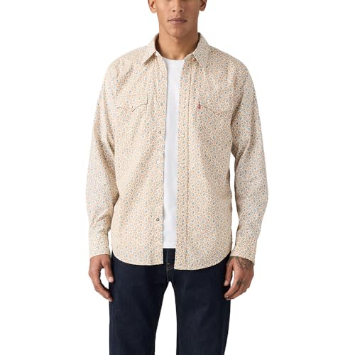 Levi's Size XL Men's Classic Western Shirt Carsen Ditsy Oatmeal