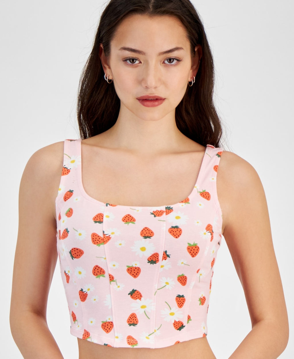 Grayson Threads, the Label Juniors' Cropped Strawberry-Print Top - Pink