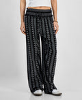 Kingston Grey Juniors' High-Rise Smocked-Waist Pants - Black/ivory