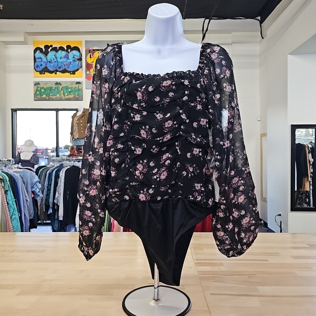 Celebrity Pink Juniors' Ruched Long-Sleeve Bodysuit